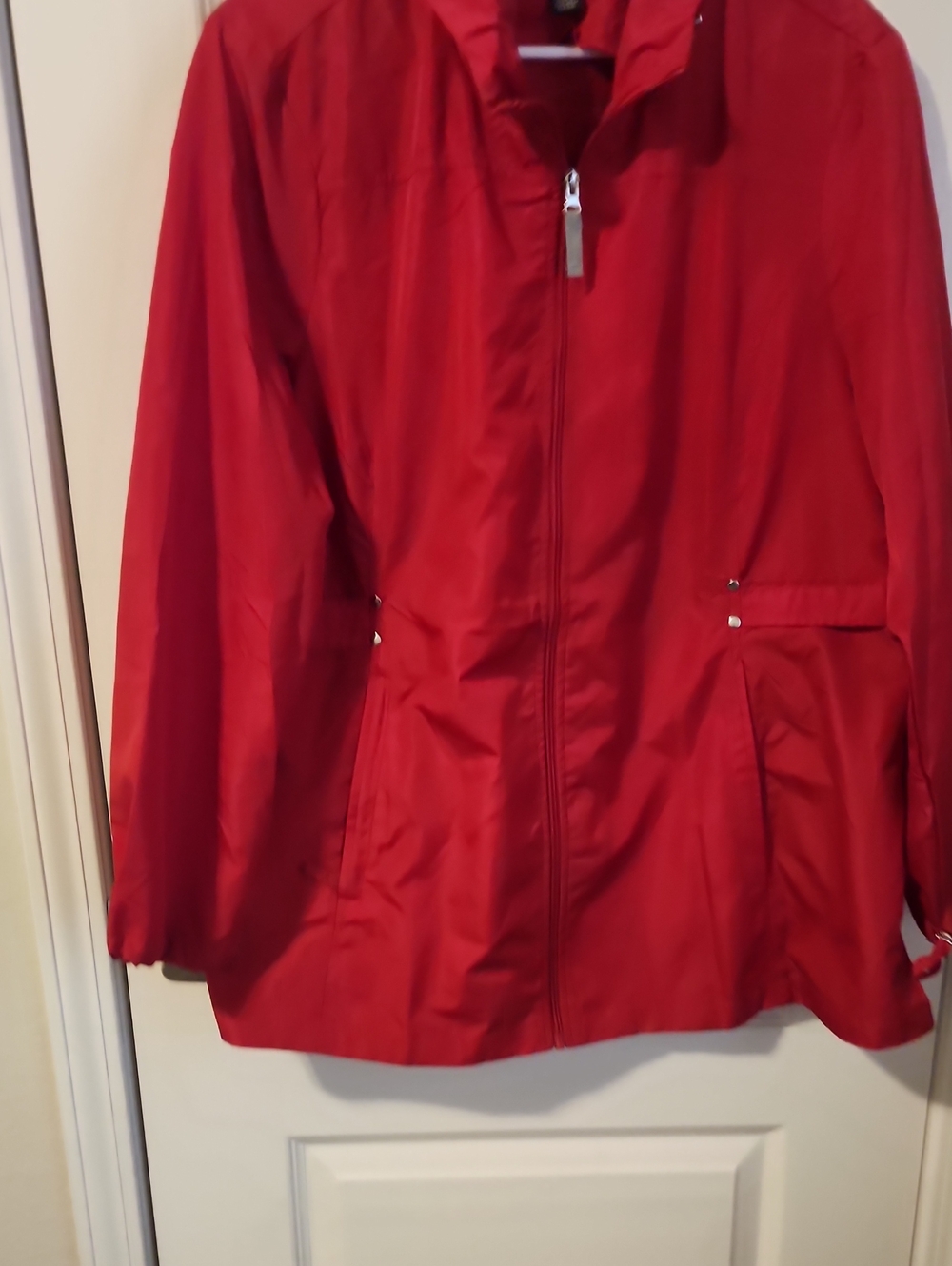 Jones New York Red Zip-Front Trench Coat